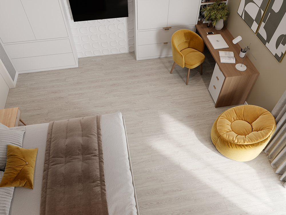 Кварцвиниловый SPC ламинат Cronafloor Grand Sequoia Дуб Карамельный 1200×180×5 фото в интерьере